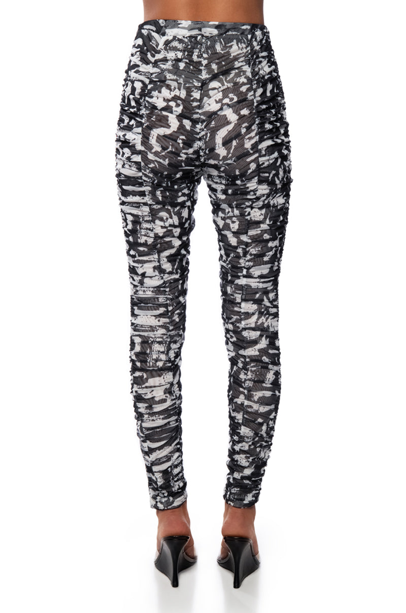 LIPS ARE SEALED RUCHED MESH LEGGING