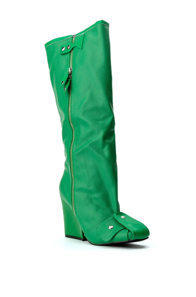 EMBELLISHED CHUNKY BOOT IN GREEN