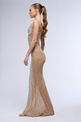 LUXE IS ALL I KNOW RHINESTONE MESH MAXI DRESS