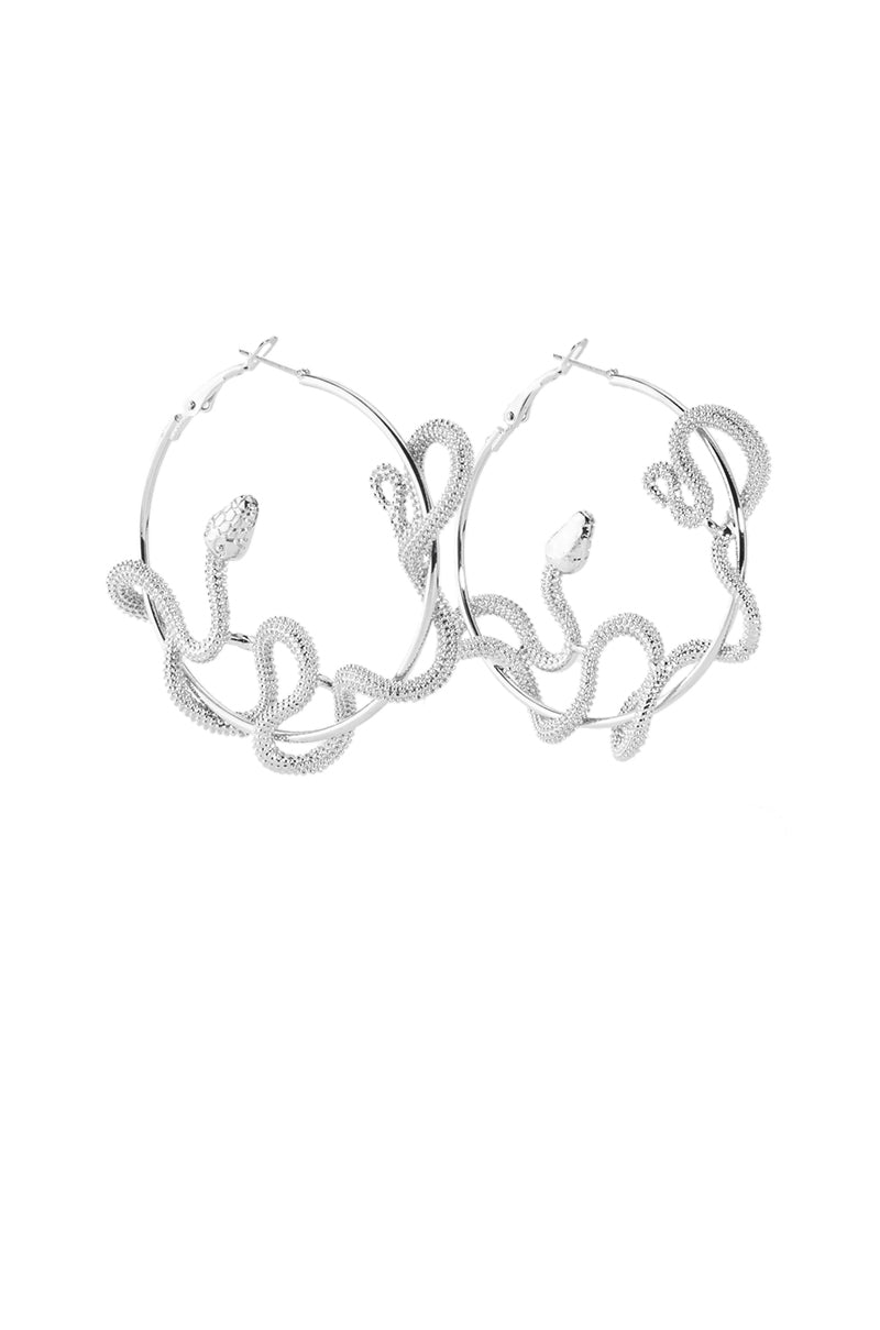 SNAKE HOOP EARRING IN SILVER