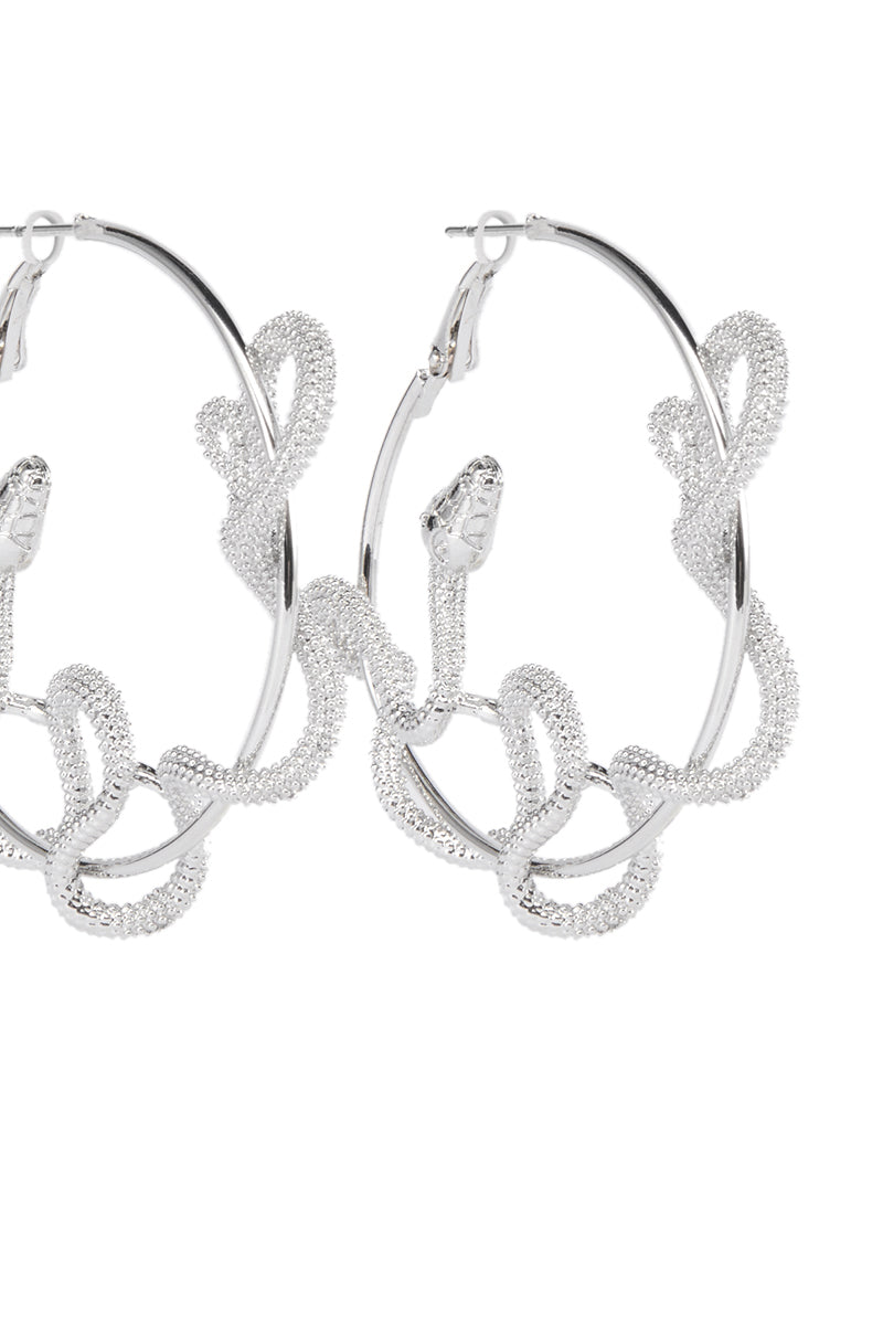 SNAKE HOOP EARRING IN SILVER