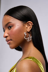 SNAKE HOOP EARRING IN SILVER