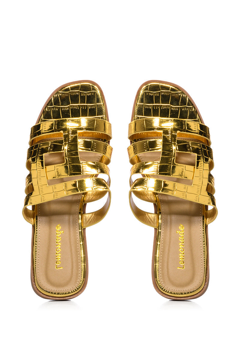 MILLI BASIC BRAID DESIGN FLAT SANDAL IN GOLD