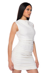 MYLAH MOCK NECK DRAPED MINI DRESS