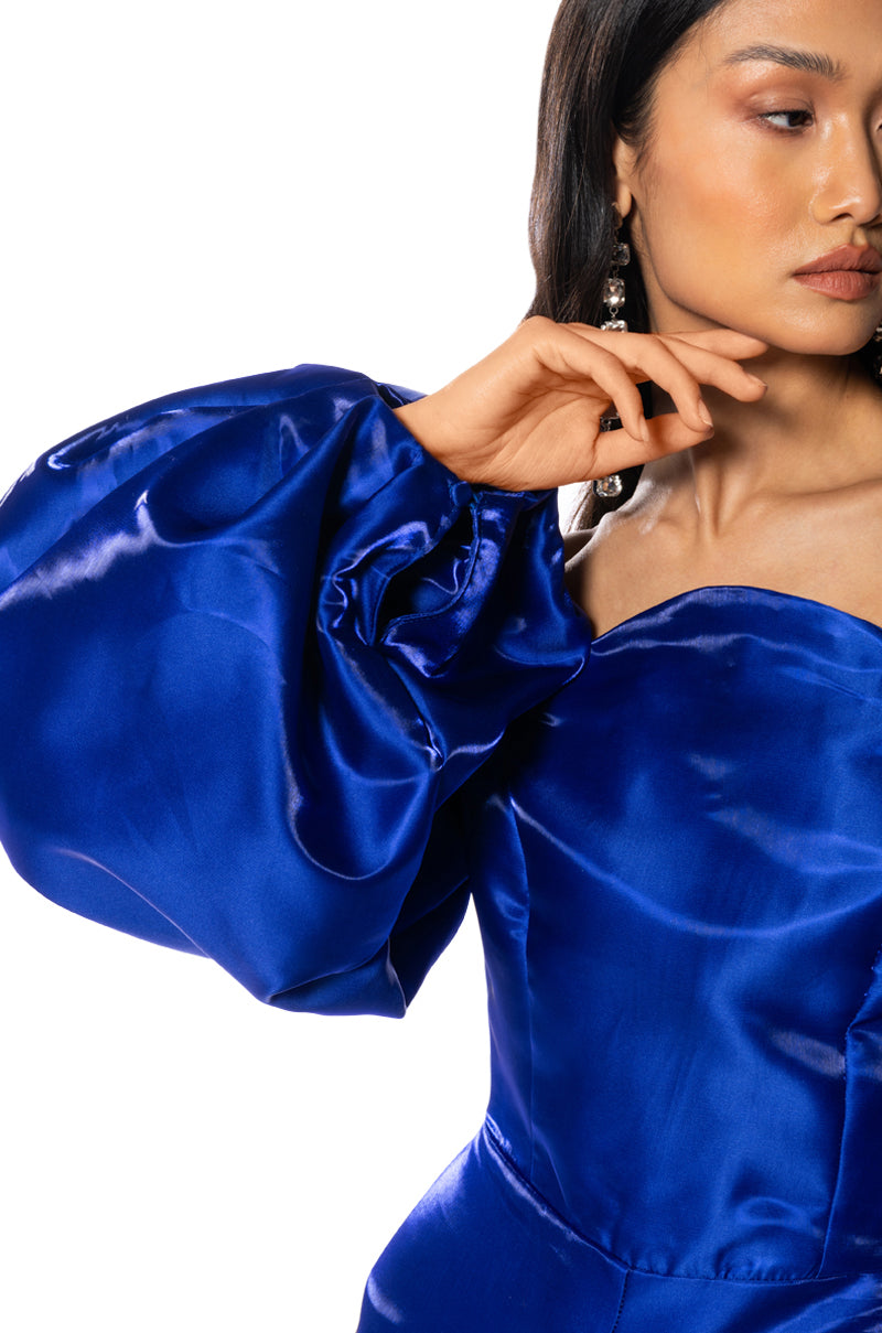 NO DRAMA OFF SHOULDER PUFF SLEEVE JUMPSUIT