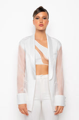OLIVIER SHEER MIX MEDIA BLAZER