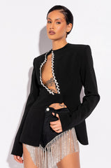 PEEK A BOO RHINESTONE ACCENT BLAZER