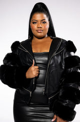 PLUS AZALEA WANG BABETTE FAUX FUR MOTO
