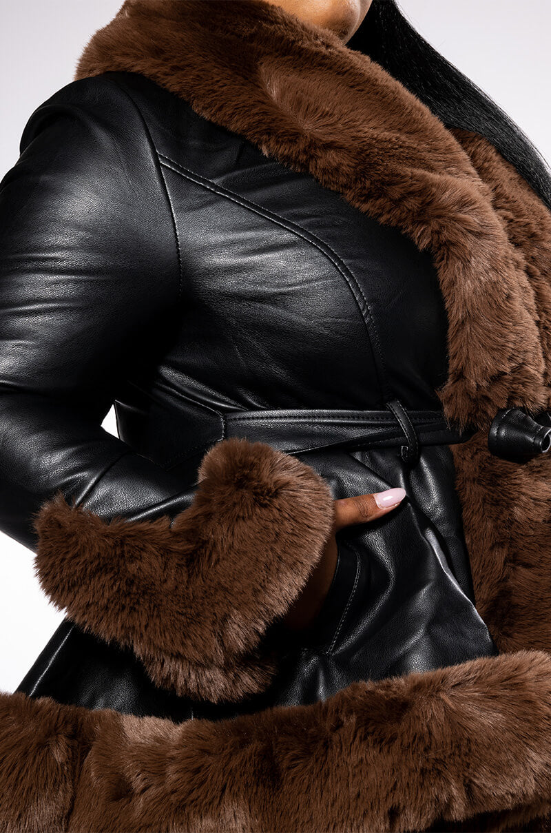 PLUS AZALEA WANG FAUX FUR TRIM PEPLUM MOTO