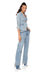 DENIM DENIM FITTED BLAZER