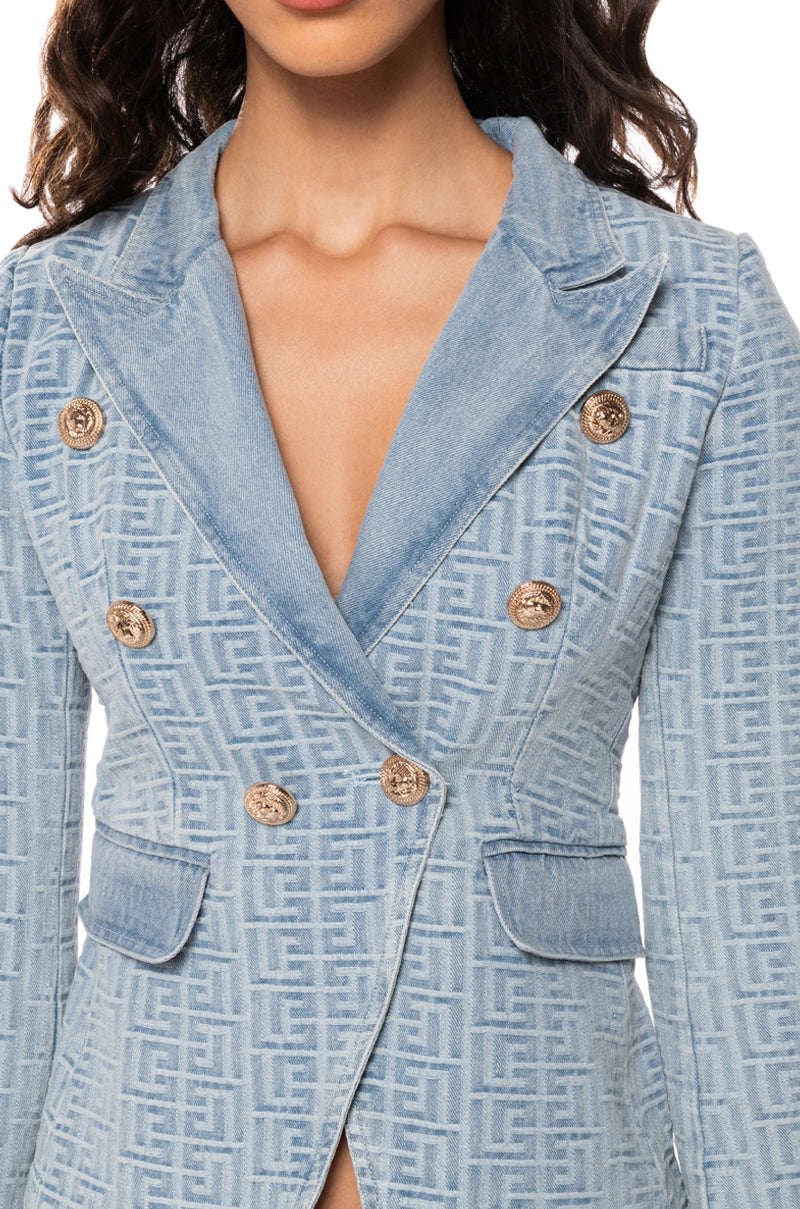 DENIM DENIM FITTED BLAZER