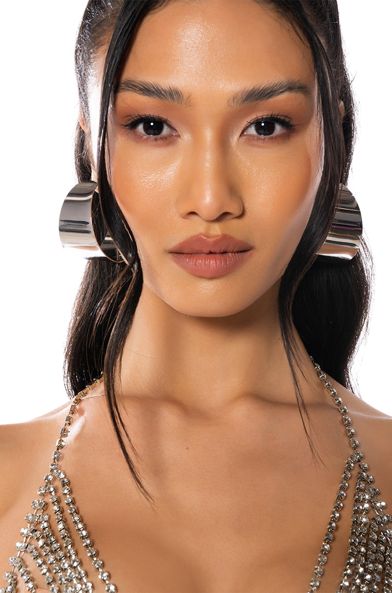 POWER TRIP STATEMENT HOOP EARRINGS