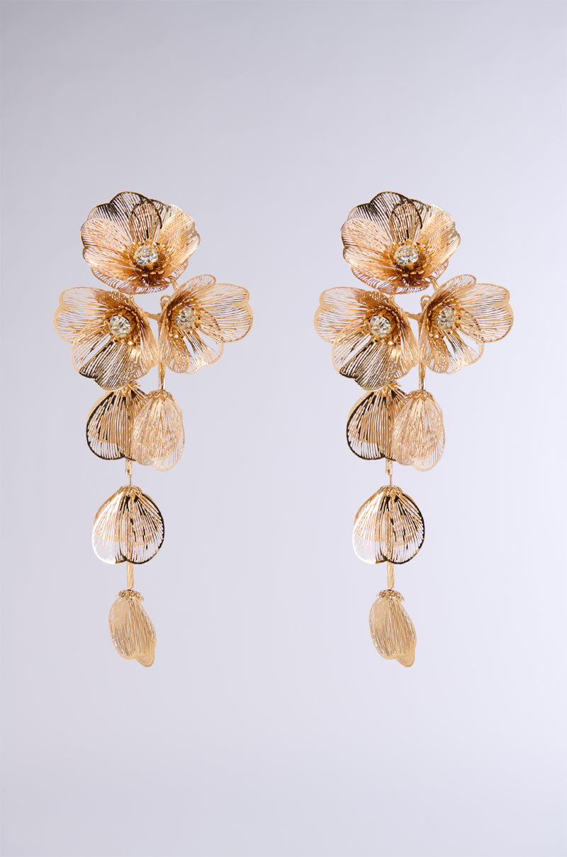 PRETTY LADY EMBELLISHED DANGLE EARRINGS IN GOLD