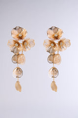PRETTY LADY EMBELLISHED DANGLE EARRINGS IN GOLD