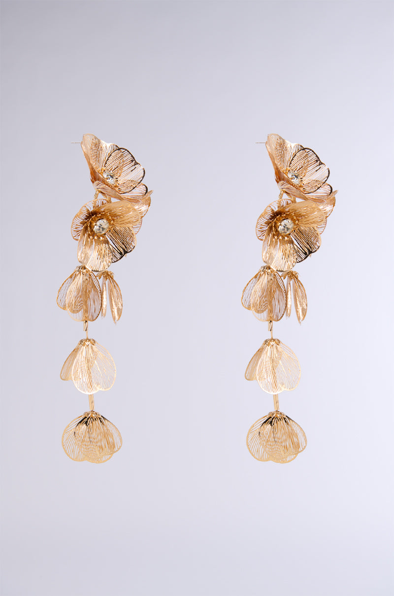 PRETTY LADY EMBELLISHED DANGLE EARRINGS IN GOLD