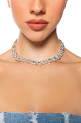 RHINESTONE MID CHAIN IN SILVER