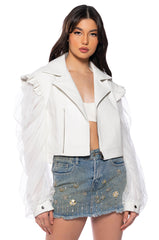 MOTO JACKET WITH POWER MESH SLEEVE