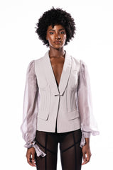SENTIMENTAL MOOD CHIFFON SLEEVE FITTED BLAZER