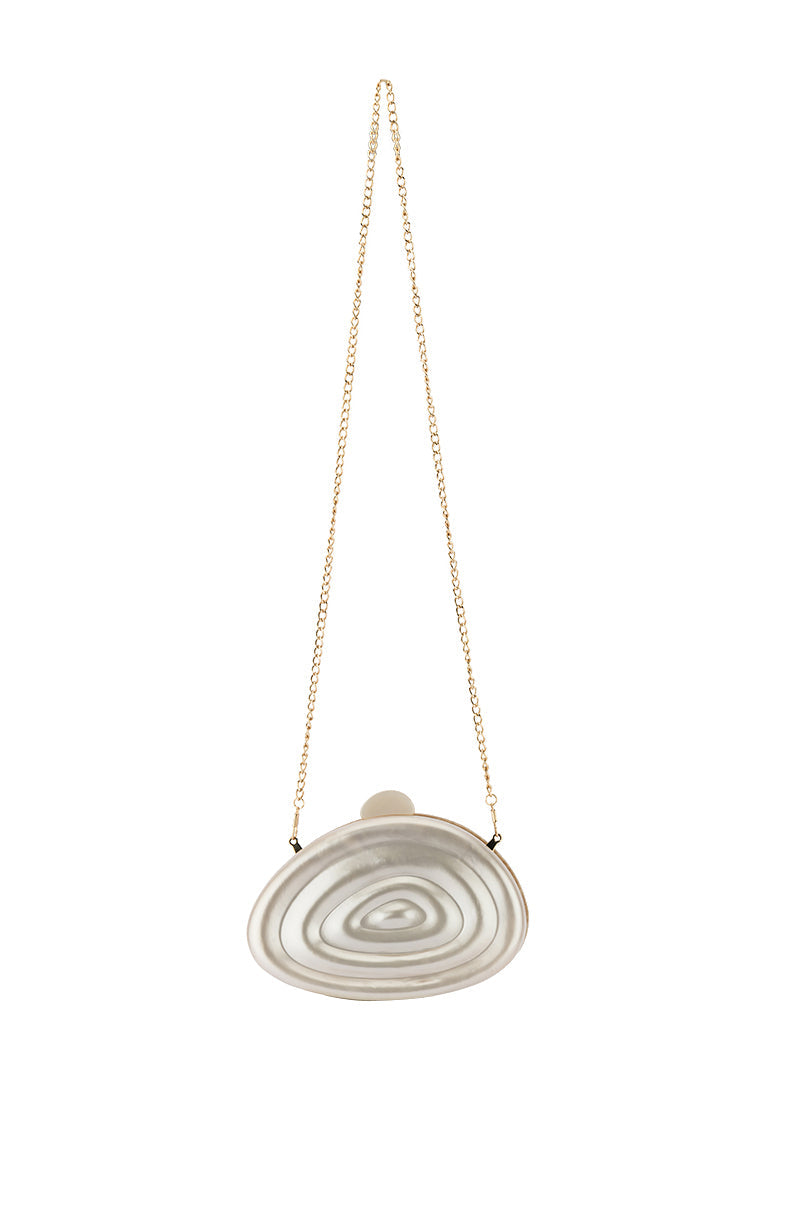 SHE SELLS SEA SHELLS ACRYLIC CLUTCH