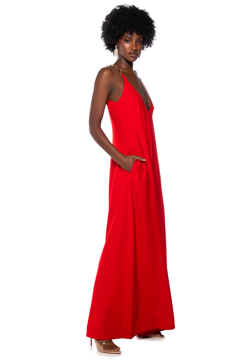 SICILY OVERSIZED SLEEVELESS JUMPSUIT IN RED