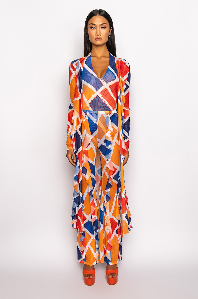 SKYART X AKIRA MAXI RUFFLE CARDIGAN