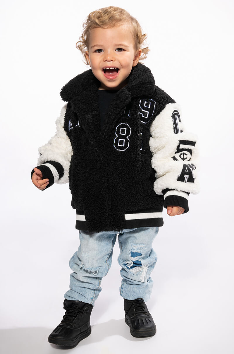 SOLO BEAR TEDDY VARSITY JACKET IN KIDS