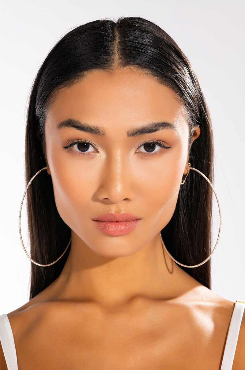 SPARKLE SILVER 100MM RHINESTONE HOOPS