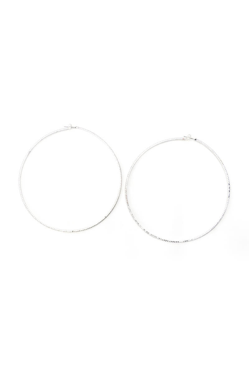SPARKLE SILVER 100MM RHINESTONE HOOPS