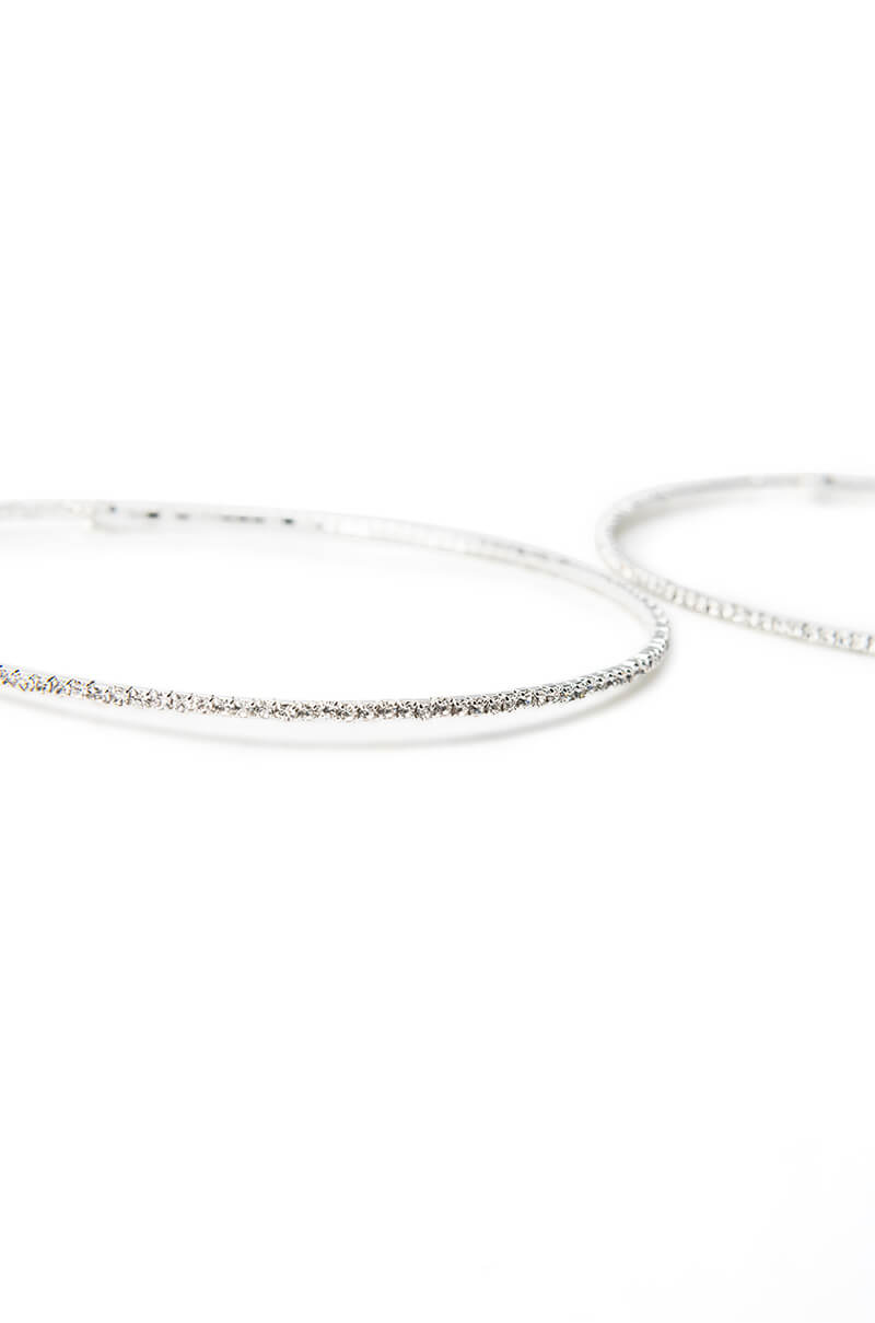 SPARKLE SILVER 80MM RHINESTONE HOOPS