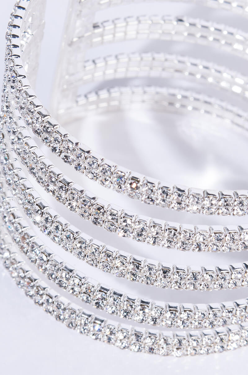 SWEET LOVE SILVER RHINESTONE CUFF