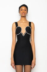TAKE THE PLUNGE BANDAGE MINI DRESS