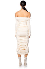 TATI OFF THE SHOULDER KNIT MAXI DRESS