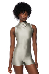 THE CASSIE SLEEVELESS SLINKY ROMPER IN GREY