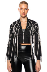 KYLER CROP BOMBER WITH DIAMOND ROPE