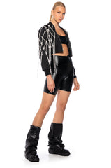 KYLER CROP BOMBER WITH DIAMOND ROPE