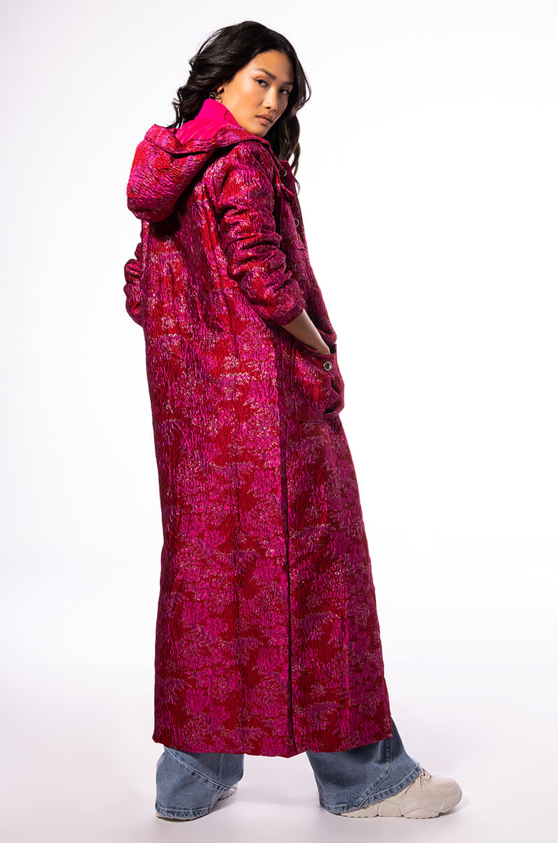 WARM IT UP JACQUARD TRENCH WITH QUILTED LINING