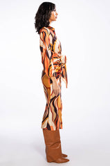 WORK OF ART SATIN BUTTON DOWN MIDI DRESS