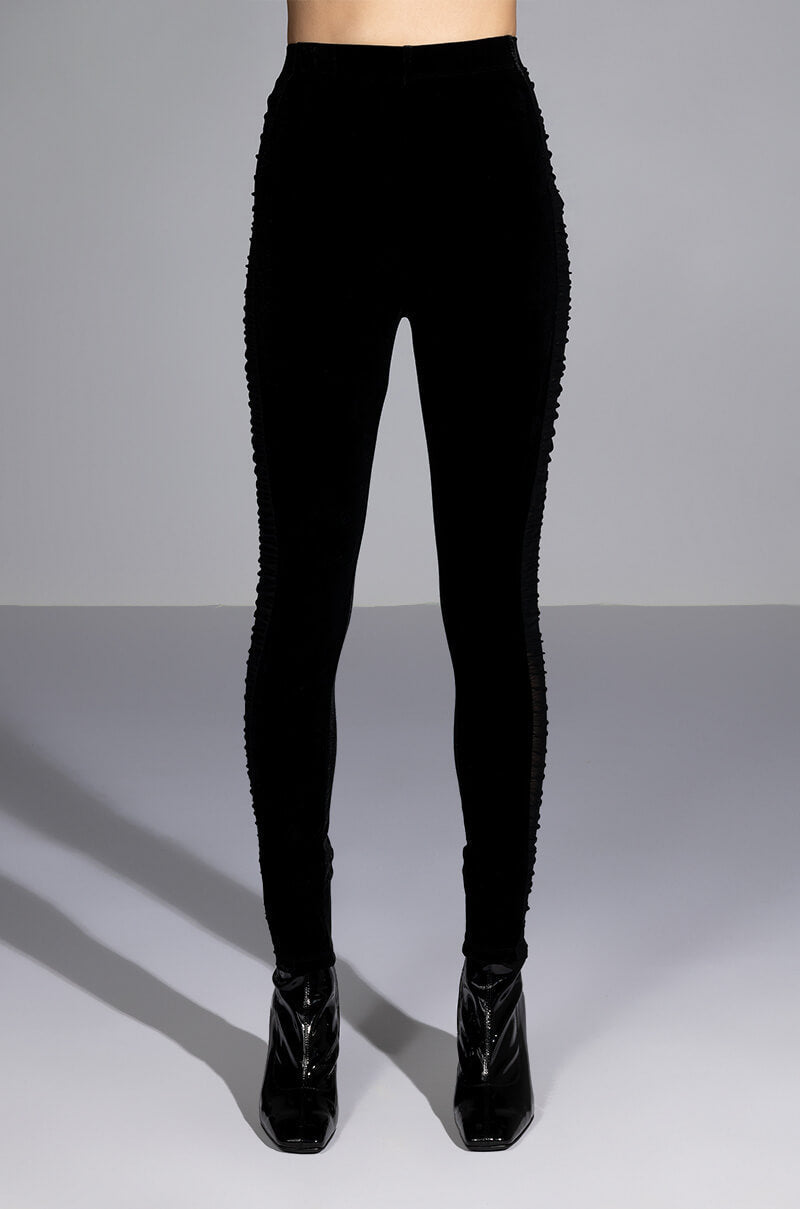 WRITTEN IN THE STARS VELVET WITH MESH DETAIL LEGGINGS
