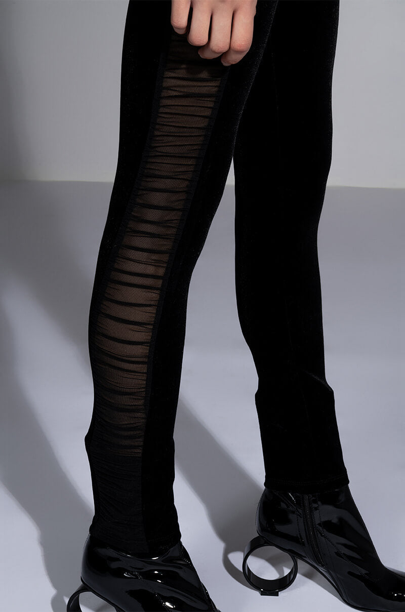 WRITTEN IN THE STARS VELVET WITH MESH DETAIL LEGGINGS
