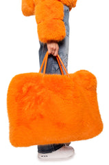 YETI LARGE FAUX FUR TOTE IN ORANGE