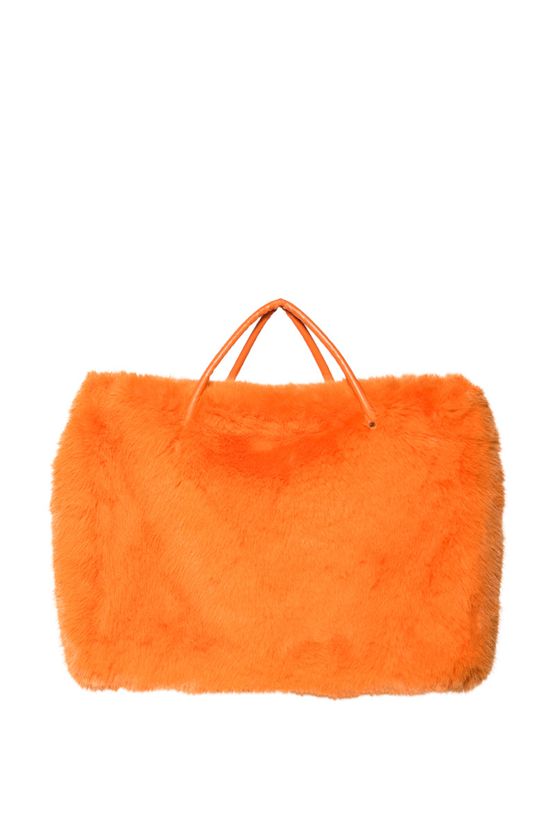 YETI LARGE FAUX FUR TOTE IN ORANGE