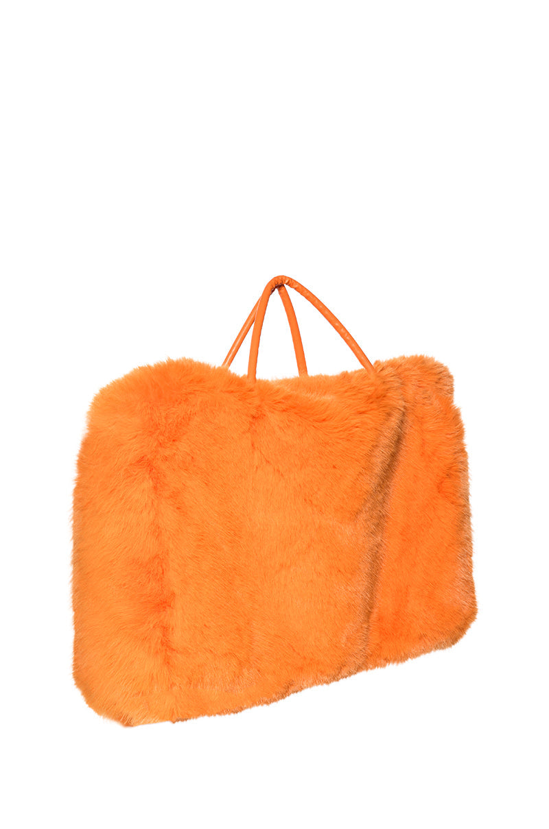 YETI LARGE FAUX FUR TOTE IN ORANGE