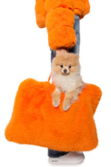 YETI LARGE FAUX FUR TOTE IN ORANGE